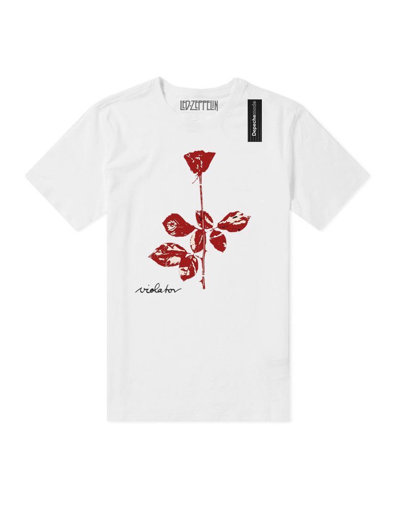 

Punk Style Rose Print Short Sleeve T-shirt, White