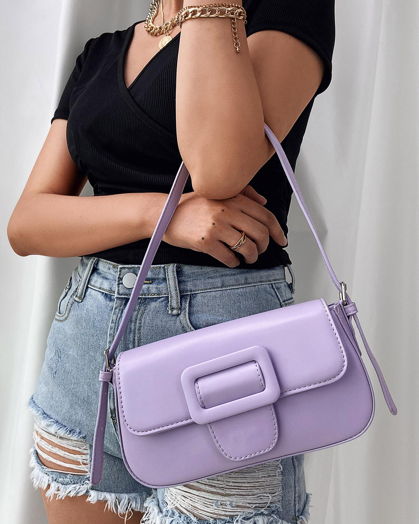 

Geometry Decor Flap Shoulder Bag, Purple