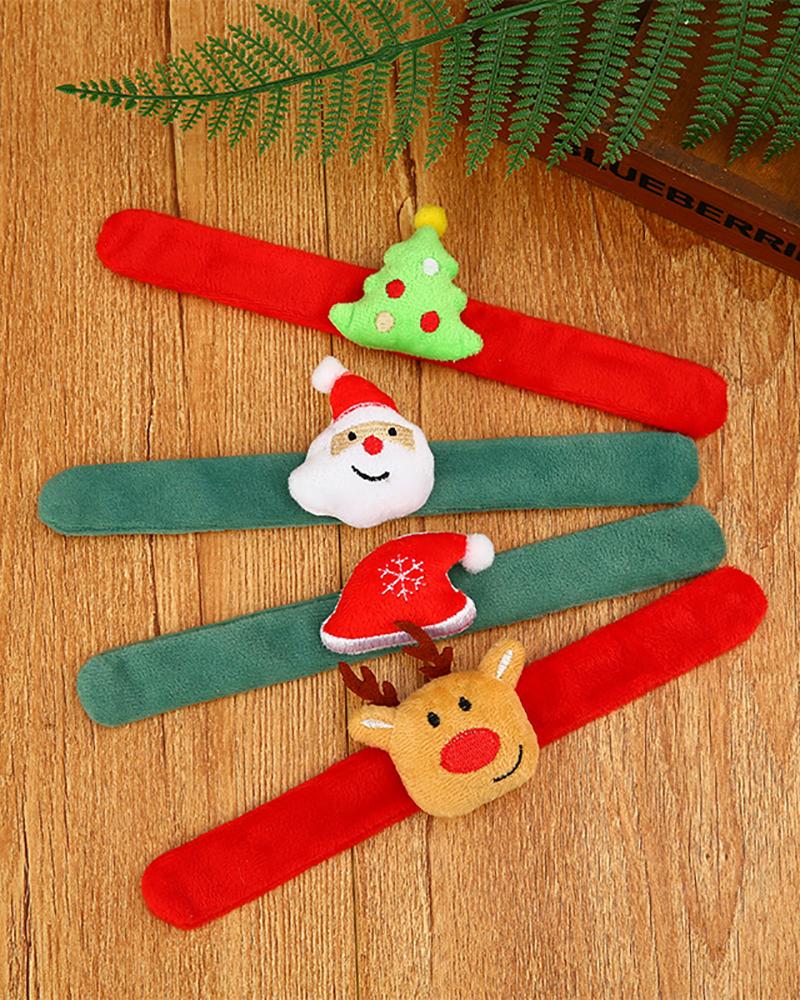 

Toddler Christmas Creative Xmas Gifts Snowmen Deer Toy Circles Slap Bangles Decorations, Style1