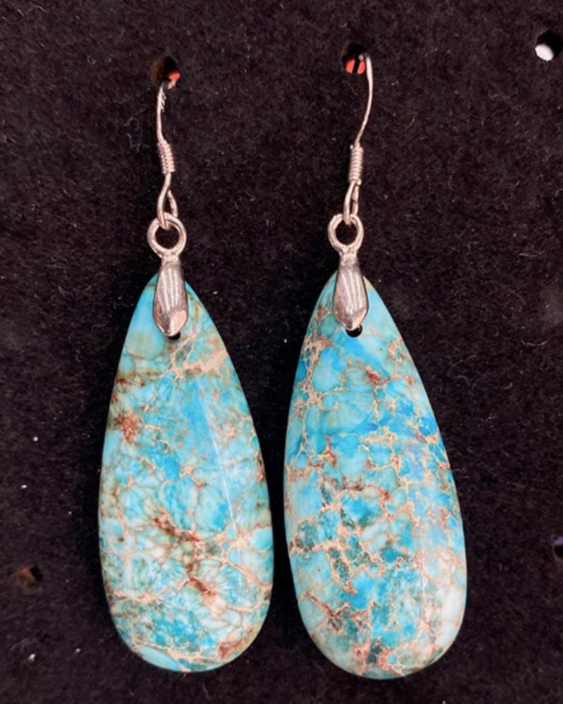 

1Pair Bohemian Natural Stone Water Drop Earrings, Blue