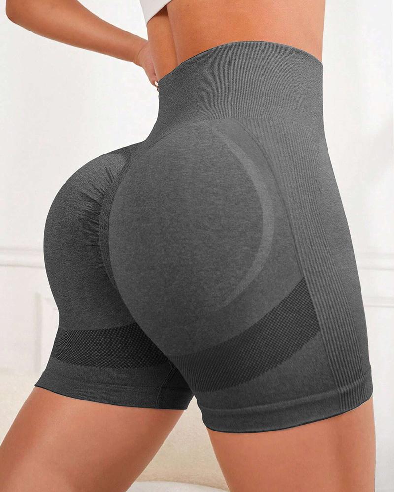 

High Waist Butt Lifting Active Shorts, Gray