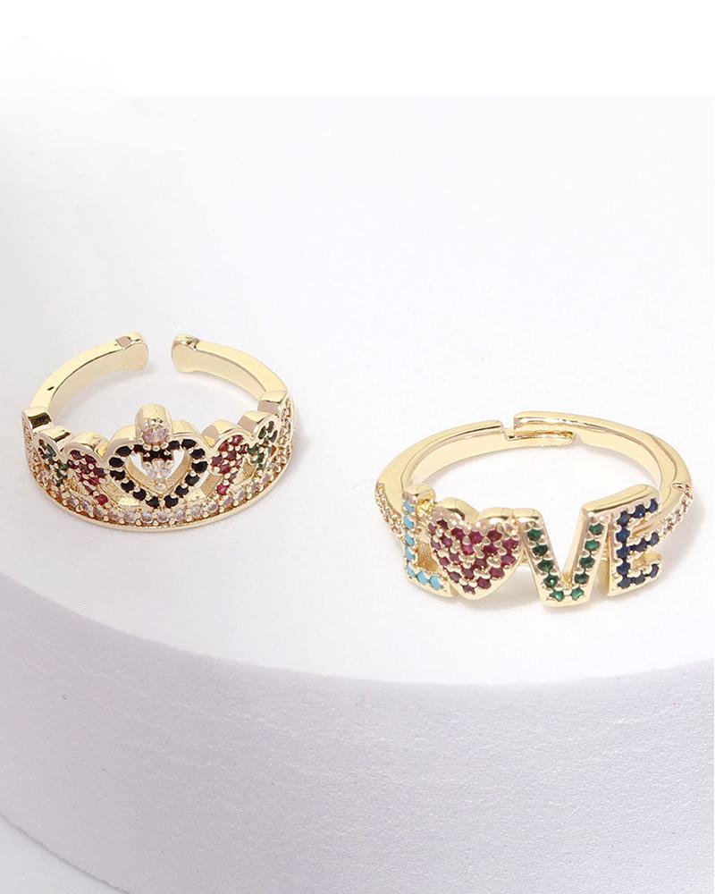 

Colorful Rhinestone Decor Cuff Ring, Style1
