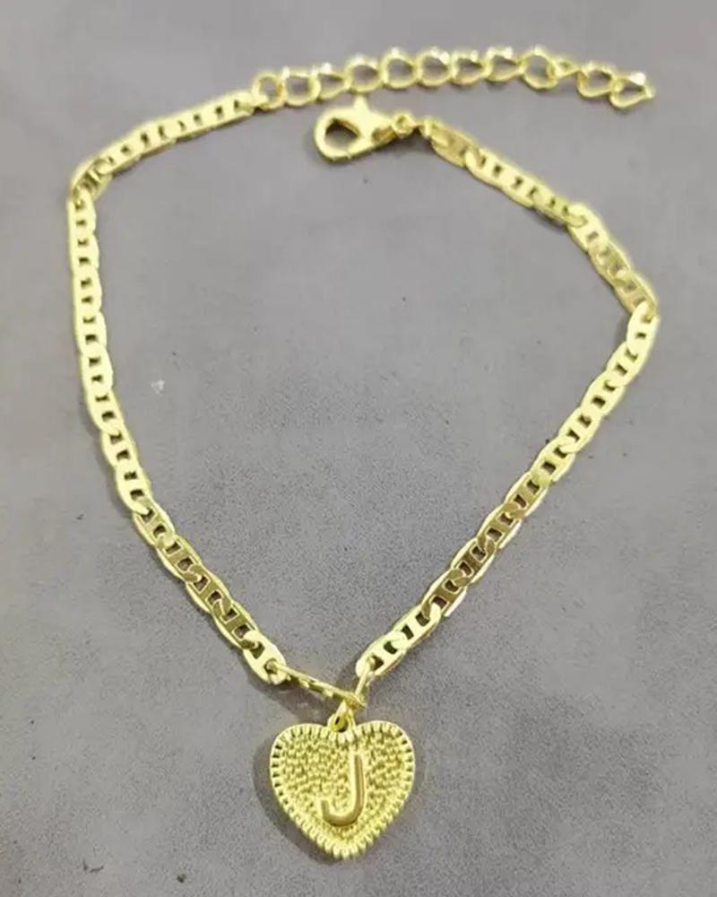 

1pc Heart Shaped Letter Embossed Chain Anklet, Style9