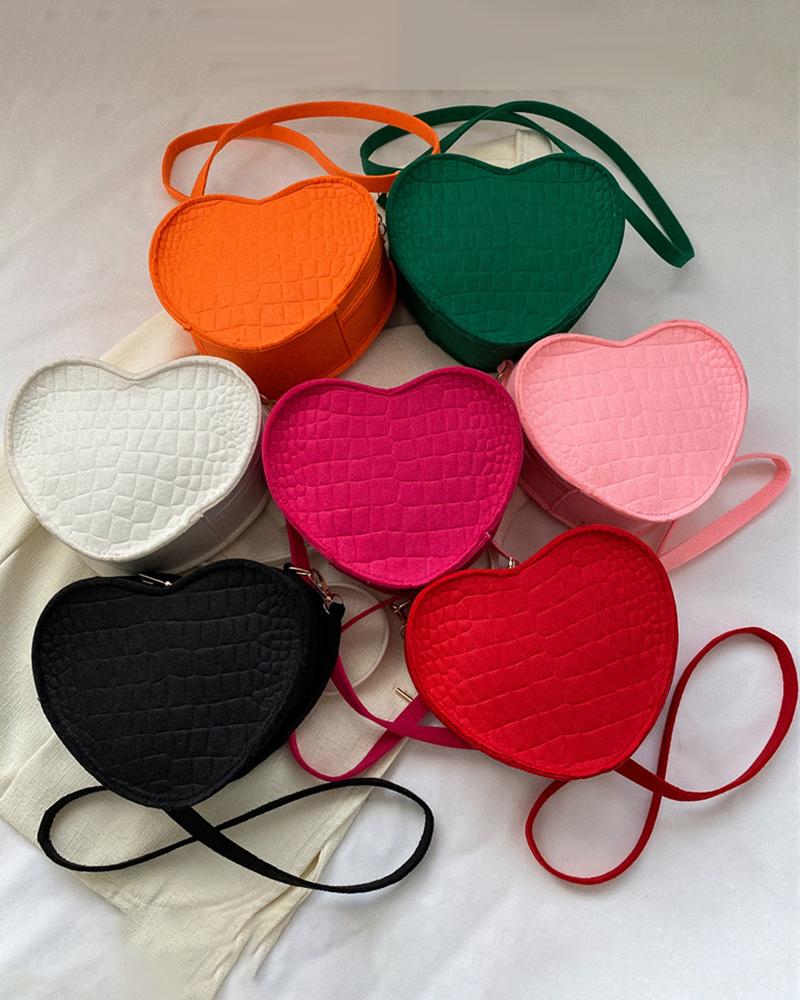 

Crocodile Heart-Shaped Crossbody Shoulder Bag, Orange