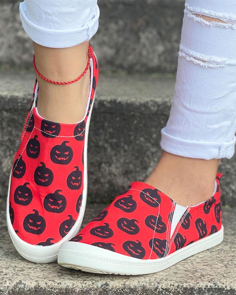 

Halloween Canvas Slip On Sneakers, Red