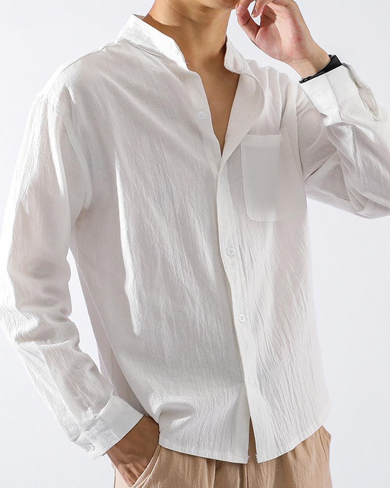 

Solid Color Long Sleeve T-shirt, White