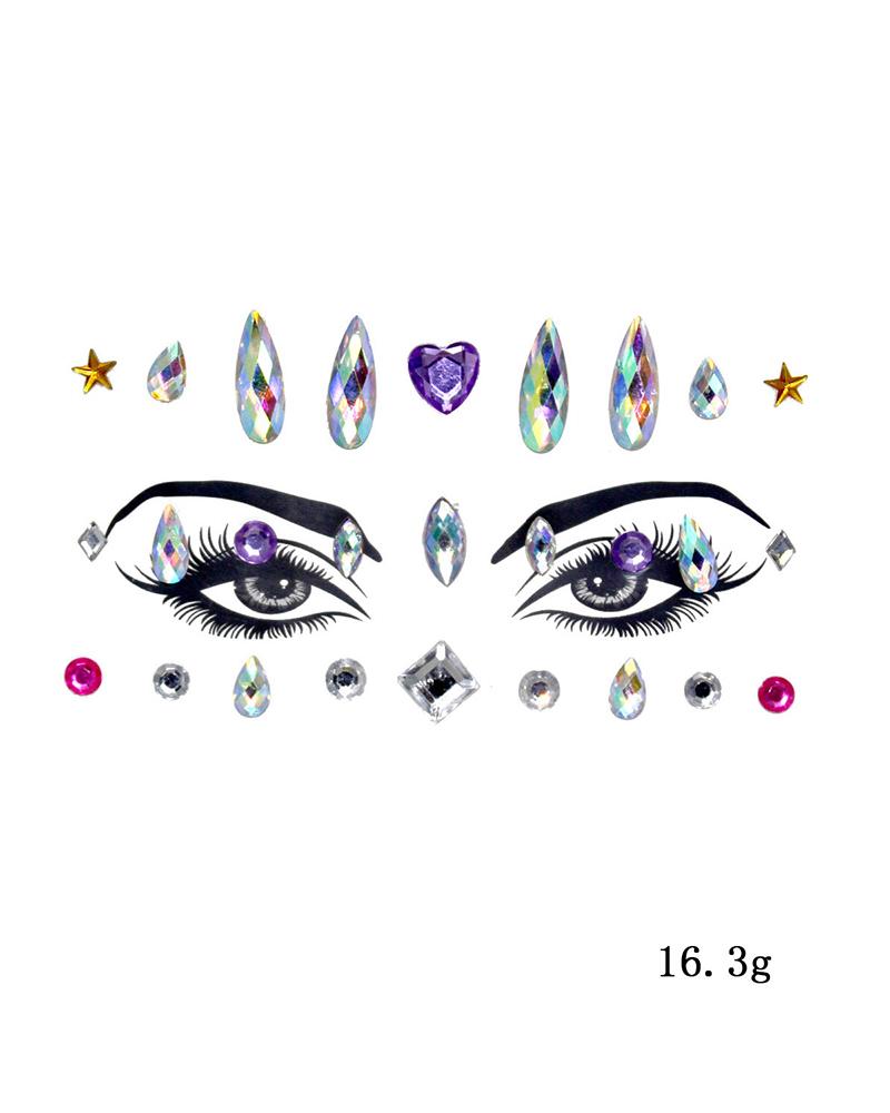 

1sheet Waterproof Rhinestone Face Gems Temporary Tattoo Stickers, Style3