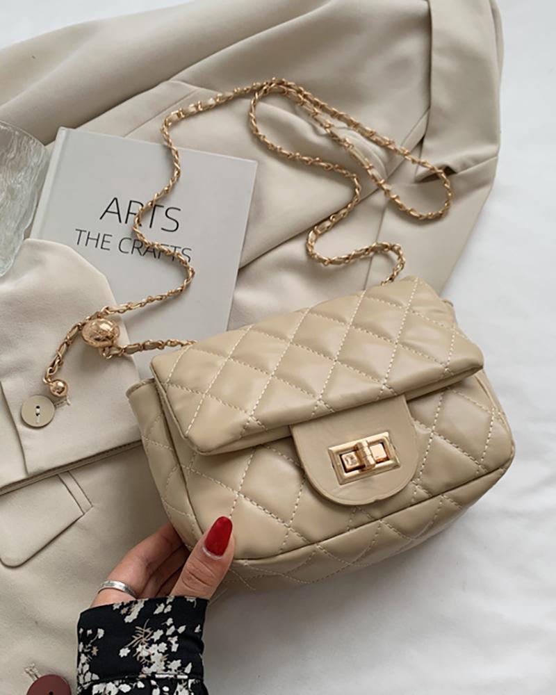 

Quilted Twist Lock Crossbody Bag, Khaki