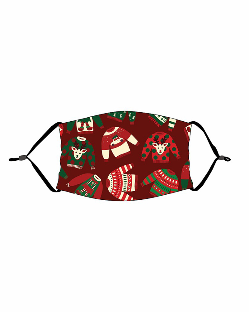 

Christmas Print PM 2.5 Adjustable Face Mask For Adults, Style12