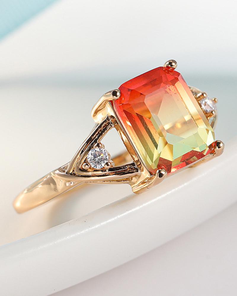 

1pc Gradient Color Square Crystal Stone Ring, Style1