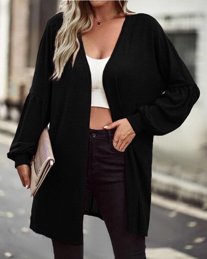 

Long Sleeve Open Front Coat, Black