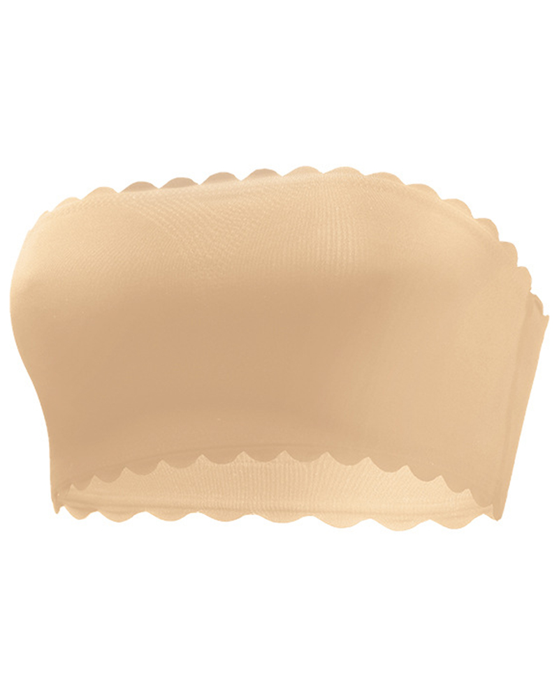 

Scallop Trim Bandeau Seamless Bra, Nude