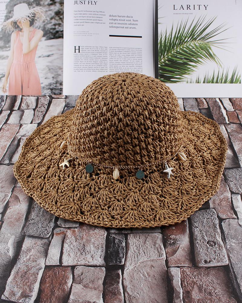 

Beach Sunhat Foldable Straw Hat, Brown
