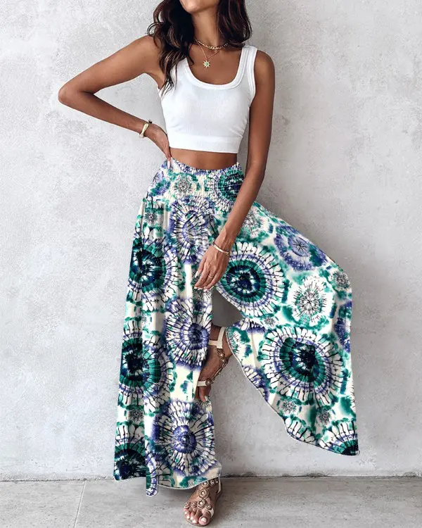 Boho Flow Wide-Leg Skirt Pants