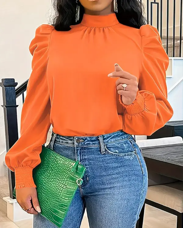Tie Back Shirred Puff Sleeve Top