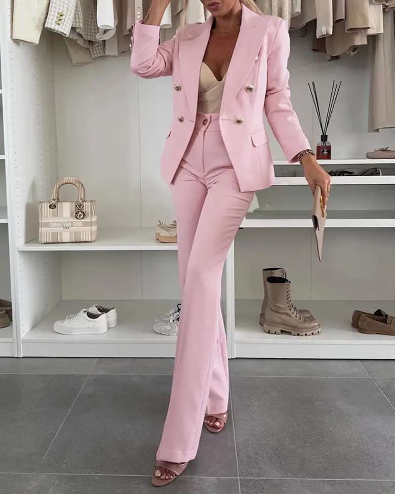 Ensemble 2 Pièces Femme Chic - Haut Manches Longues Et Pantalon Fluide - Survêtement élégant Slim Fit