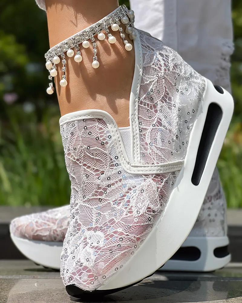 Skull Pattern Zipper Design Lace-up Denim Casual Sneakers